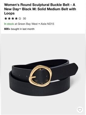 Black Leather Belt with Gold Oval Buckle